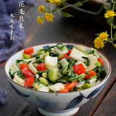 腌菜花炝毛豆米